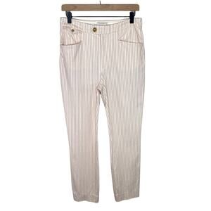 Anthropologie The Essential Women’s Slim Cropped Pinestripe Trouser Pants Size 4